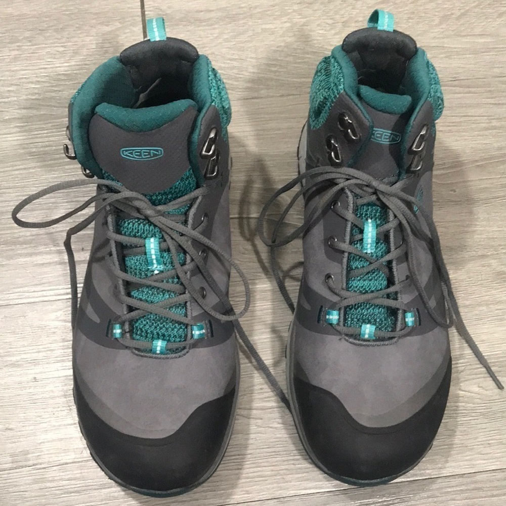 KEEN Utility Sedona Pulse Gray & Teal Mid Alloy Toe Work Boot size 11